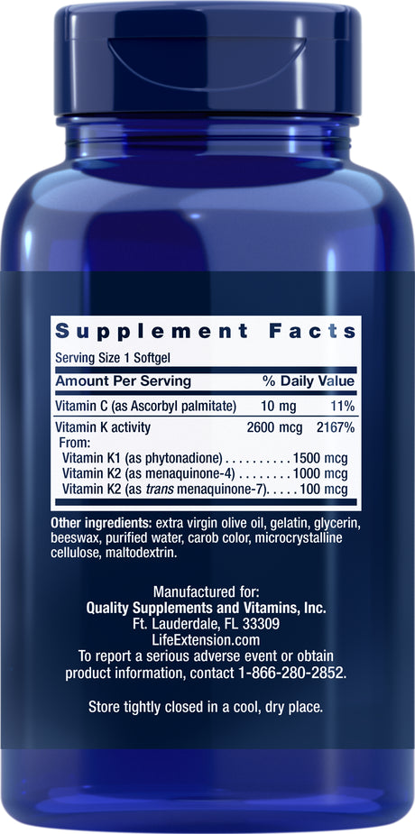 Life Extension Super K, 150 Softgels, with Vitamin K1 and K2 - MK4 & MK7