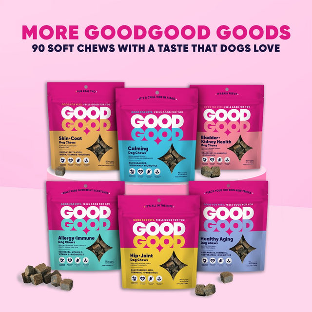 Goodgood Dog Calming Supplement with Ashwagandha, Chamomile, 90 Natural Flavor Chews