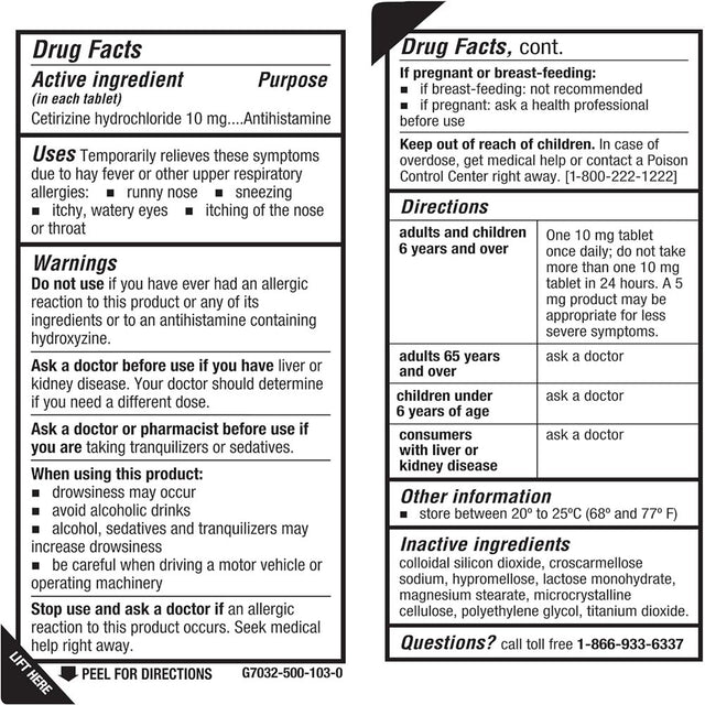 Welmate Allergy Relief | Cetirizine HCL 10 Mg | 100 Count Tablets | 24 Hour
