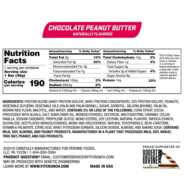 FITCRUNCH Snack Size Protein Bars, Designed by Robert Irvine, 6-Layer Baked Bar, 3G of Sugar & Soft Cake Core (18 Bars, Peanut Butter)