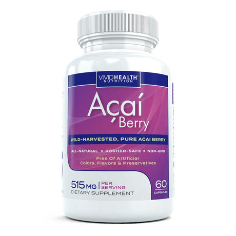 All Natural Acai Berry Supplement | Maximum Strength Vitamin to Boost Metabolism | Acai Berry Cleanse for Detoxification & Weight Loss, 60 Capsules