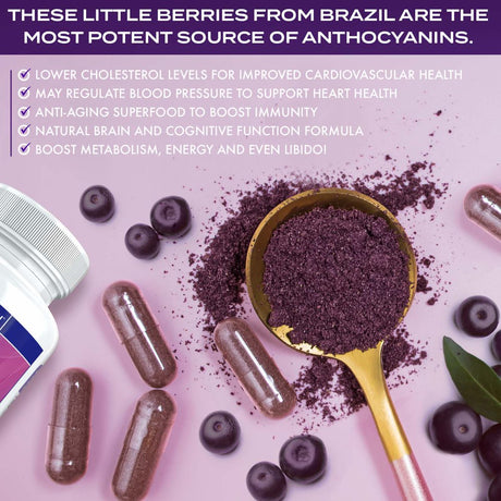 All Natural Acai Berry Supplement | Maximum Strength Vitamin to Boost Metabolism | Acai Berry Cleanse for Detoxification & Weight Loss, 60 Capsules