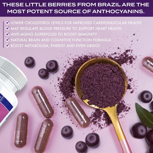 All Natural Acai Berry Supplement | Maximum Strength Vitamin to Boost Metabolism | Acai Berry Cleanse for Detoxification & Weight Loss, 60 Capsules