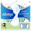 Always Pure Cotton Feminine Pads with Wings, Size 2, Heavy Absorbency, 24 Count