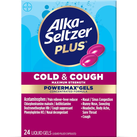Alka-Seltzer plus Powermax Cold & Cough Medicine, Liquid Gels, 24 Count