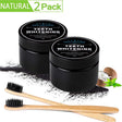 2Pcs Teeth Whitening Activated Charcoal Toothpaste Teeth Whitening Powder with Bamboo Toothbrushes, Coconut Charcoal Powder Teeth Whitener, Care for Teeth