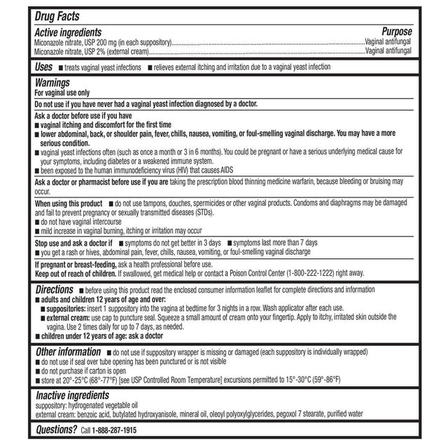 Equate Miconazole 3-Day Vaginal Cream Treatment Combination Pack for Yeast Infection, 0.32 Oz