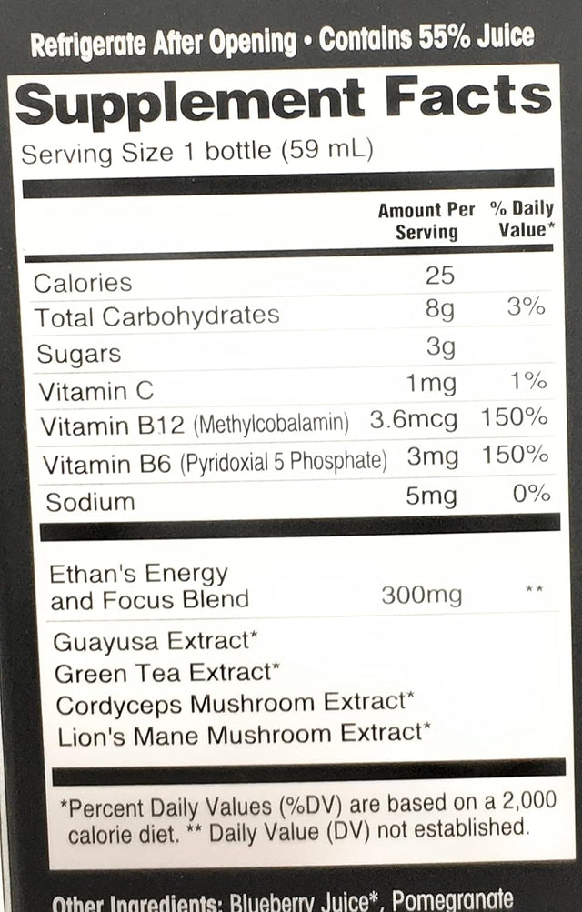 ETHANS Pomegranate Blueberry Energy Shot Duo, 2 FZ