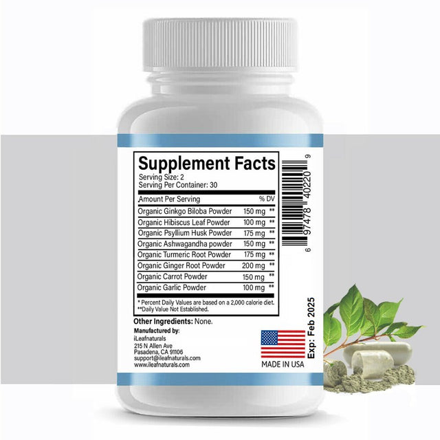 Ileafnaturals Tinniaid - Tinnitus Ear Ringing Relief 1200MG - 60 Veggie Capsules