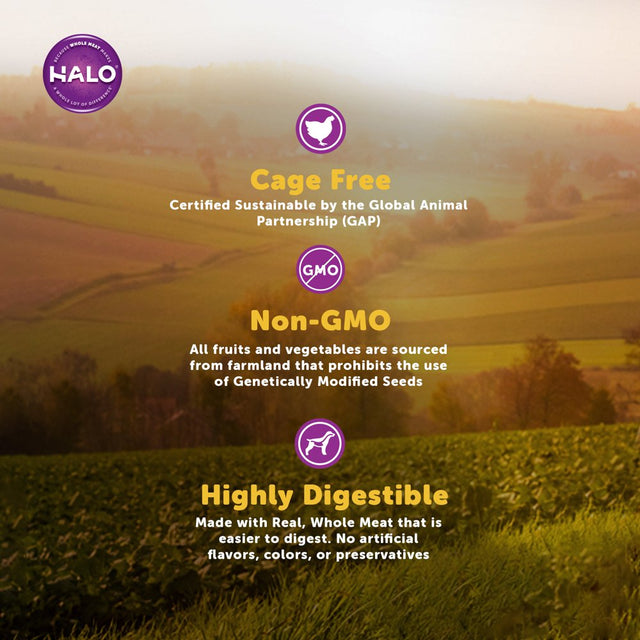 Halo Natural Dry Dog Food, Chicken & Chicken Liver Recipe, 4-Pound Bag