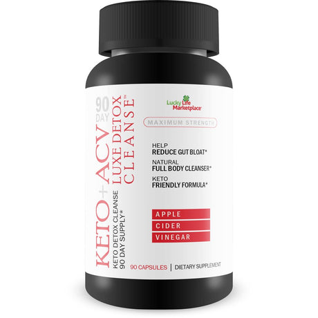 90 Day Keto + Acv Luxe Detox Cleanse - Psyllium Keto Detox Cleanse 90 Day Supply - Help Reduce Gut Bloat & Belly Size - Full Body Cleanser - Weight Loss Cleanse - Premium Keto Acv Luxe Cleanse Keto