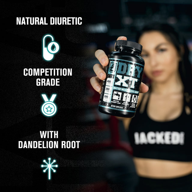 Jacked Factory Dry-Xt Water Weight Loss Diuretic Pills - Natural Supplement for Reducing Water Retention & Bloating Relief - 60 Veggie Capsules