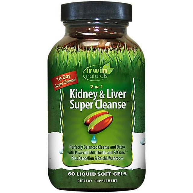 Irwin Naturals 2 in 1 Kidney & Liver Super Cleanse 60 Liquid Soft-Gels