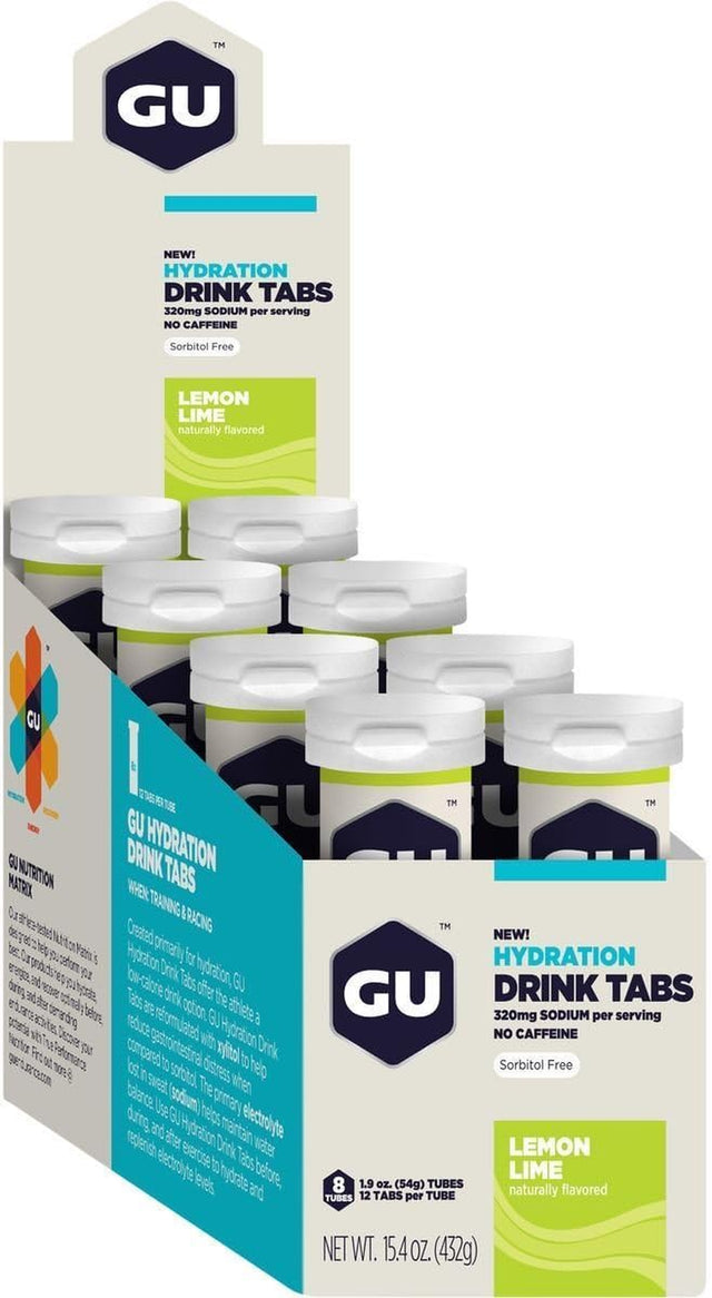 GU Hydration Drink Tabs - 8 Tube Pack Lemon-Lime, 8Tubes/Box
