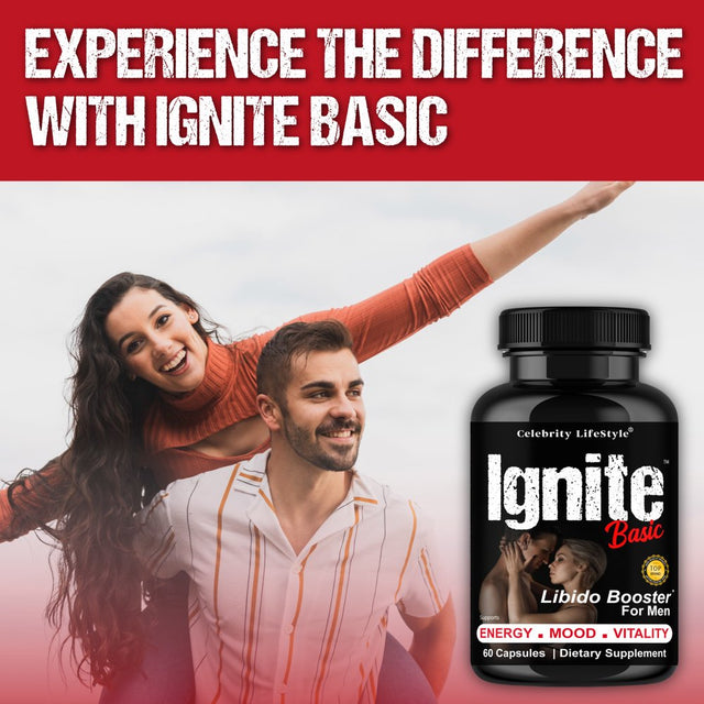 Ignite Basic Testosterone Booster for Men, Support Libido, Strength, Male Enhancing Supplement 60 Capsules