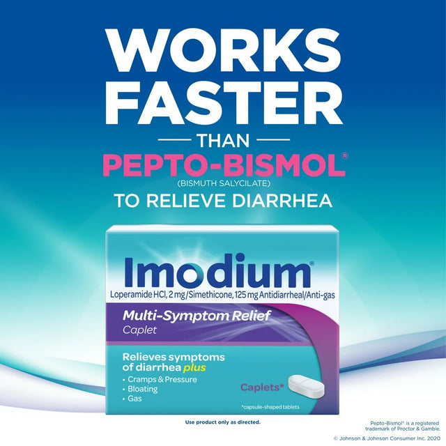 Imodium Multi-Symptom Relief Anti-Diarrheal Medicine Caplets, 24 Ct.