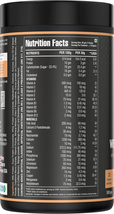 Dr.Nutra Women Weight Gainer for Increase Breast Muscle, Weight Gain and Mass Gain for Women - 500Gm , Chocolate Flavor