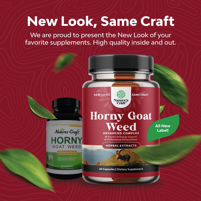 Horny Goat Weed Extract Complex - Invigorating Blend with Tribulus Saw Palmetto L Arginine and Tongkat Ali Extract and Maca Root for Men and Women for Enhanced Energy and Stamina - 60 Capsules