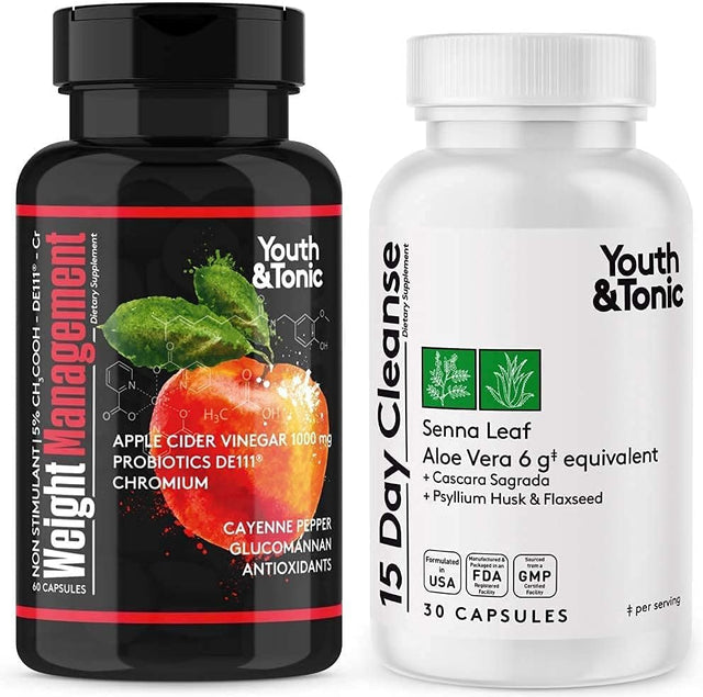 15 Day Colon Cleanse and Probiotic Enhanced Apple Cider Vinegar for Body Detox or to Break the Plateau | All Natural to Feel Lighter and Slender