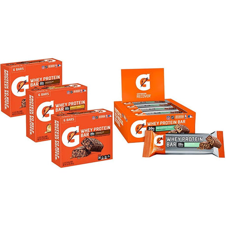 Gatorade Whey Protein Bars Variety Pack (18 Count) and Mint Chocolate Crunch (12 Count)
