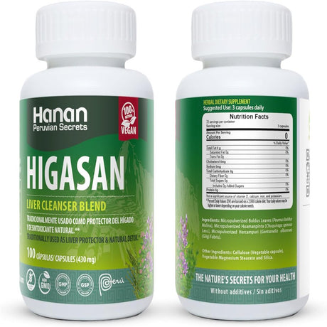 Hanan Higasan Liver Cleanser Blend | 100 Capsules | Naturally Aids in Supporting Healthy Liver Function & Promote Normal Cholesterol Levels