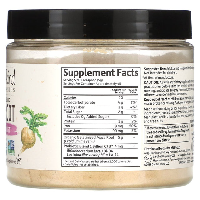 Garden of Life Mykind Organics, Fair Trade Organic Maca Root, Energy Boost, 7.93 Oz (225 G)