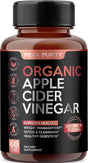 100% Organic Raw Apple Cider Vinegar Capsules - Natural Detox Gut Cleanse & Healthy Digestion - Tasteless & Easy to Swallow - Extra Strength ACV Pills - 1000 Mg