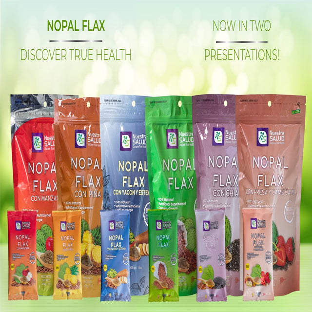 Nopal Flax - Manzana - Linaza plus Apple Flaxseed Fiber Dietary Supplement Powder Colon Cleanser Digestive Aid (454G)