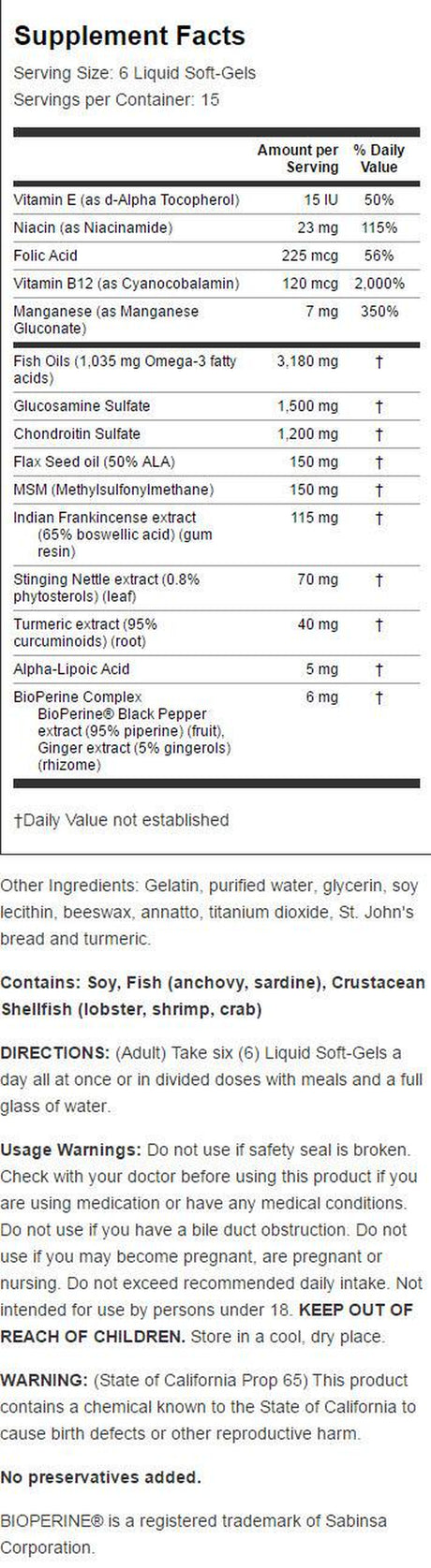 Irwin Naturals 3-In-1 Joint Formula 90 Sgels