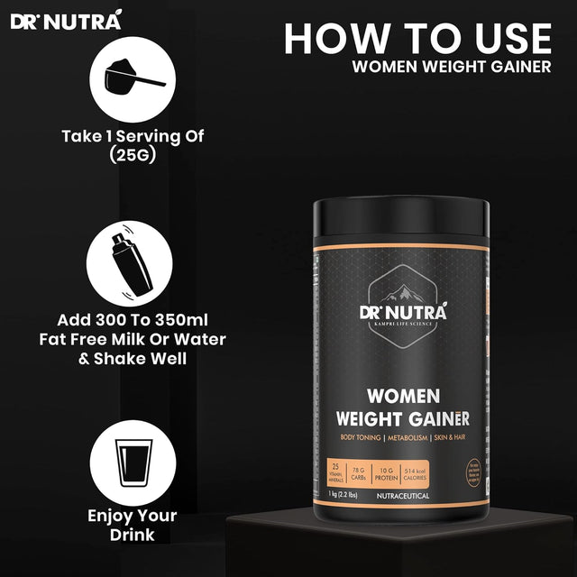 Dr.Nutra Women Weight Gainer for Increase Breast Muscle, Weight Gain and Mass Gain for Women - 500Gm , Chocolate Flavor