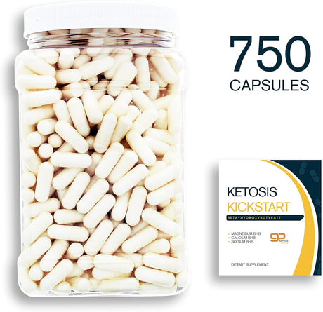 Ketosis Kickstart - 750 CT Beta-Hydroxybutyrate Salts for Ketogenic Diet in a Clear Square Grip Jar