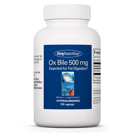 Allergy Research Group - Ox Bile 500 Mg - Fat Digestion, Liver/Metabolic/Gi Support - 100 Vegicaps