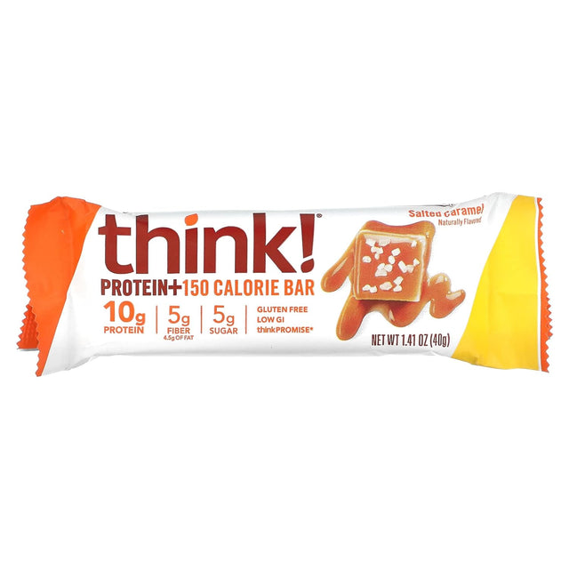 Protein+ 150 Calorie Bars, Salted Caramel, 5 Bars, 1.41 Oz (40 G) Each, Think !
