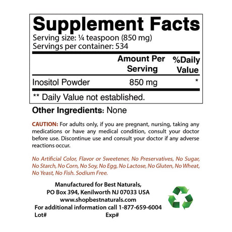2 Pack Best Naturals Pure Inositol 1 Lb Powder (Vitamin B8) | Supports Healthy Liver Function, Promotes Cellular Detoxification & Supports Membrane Function