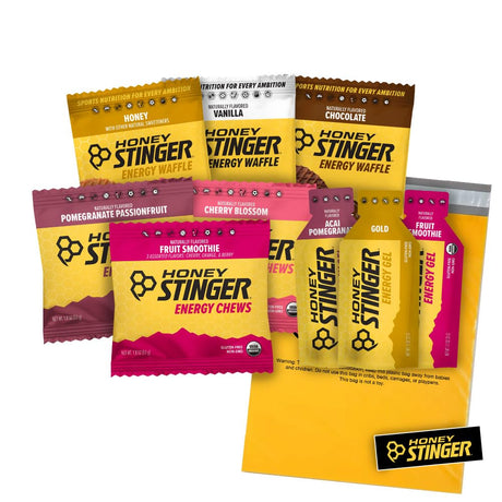 Honey Stinger Training Kit – 9 Count plus Sticker – Energy Source for Any Activity – 3 Organic Waffles, 3 Packs of Energy Chews & 3 Energy Gels
