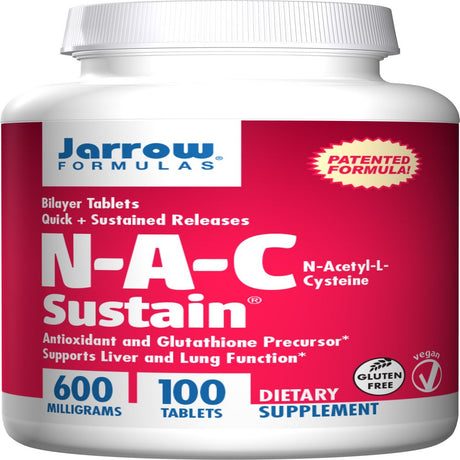 Jarrow Formulas N-A-C Sustain, Supports Liver and Lung Function, 600 Mg, 100 Sustain Tabs