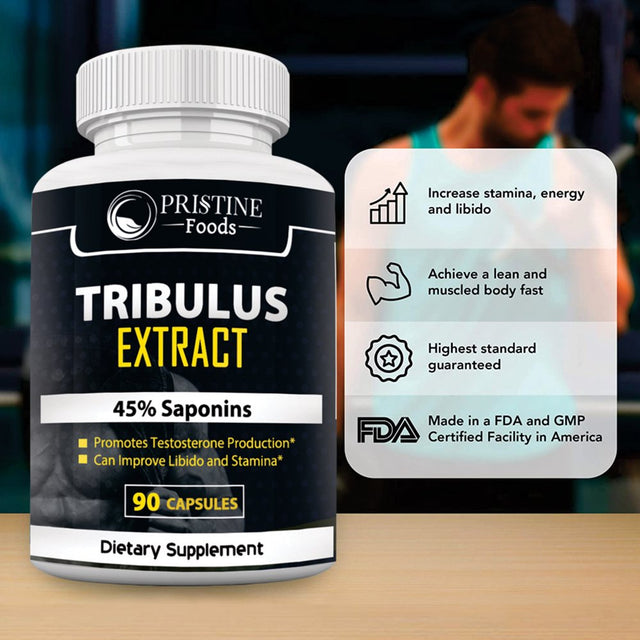 2 Pack Tribulus Extract Testosterone Booster for Men - 45% Saponins Increase Sexual Drive, Libido & Stamina Testosterones Supplement - 90 Capsules