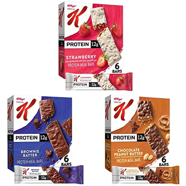 Kelloggs Special K Protein Bars, Meal Replacement, Bulk Protein Snacks, Variety Pack, 28.5Oz Case (18 Bars)