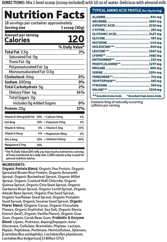 Garden of Life Organic Protein Shake Powder, Chocolate Flavor