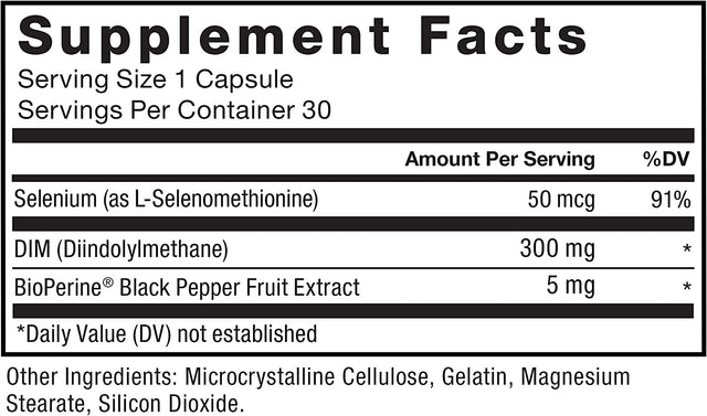 Force Factor DIM Pills to Decrease Estrogen in Men, Diindolylmethane Supplement with Key Natural Ingredients and Superior Absorption, Diindolylmethane 300Mg, Works Fast, 30 Capsules