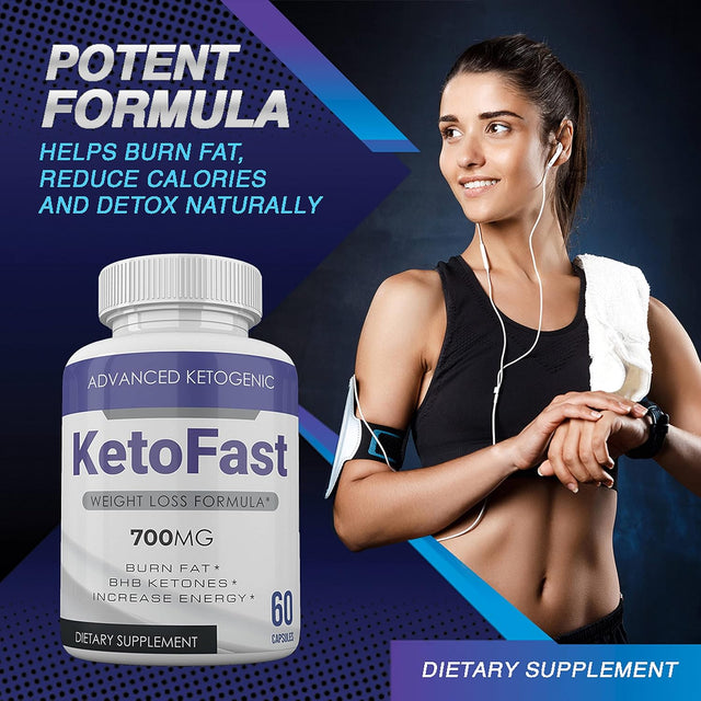 (Official) Keto Fast 700, Strong Advanced Formula, 1300Mg, Made in the USA, (2 Bottle Pack), 60 Day Supply