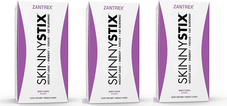 Skinnystix Energy Powder – Increase Energy, Heighten Focus, Boost Mood – 10 Calories – Coffee Bean, Yerba Mate, Cayenne – 30 Count (Pack of 3) Berry Fusion