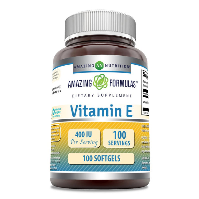 Amazing Formulas Vitamin E 400IU Supplement | 100 Servings | 100 Softgels