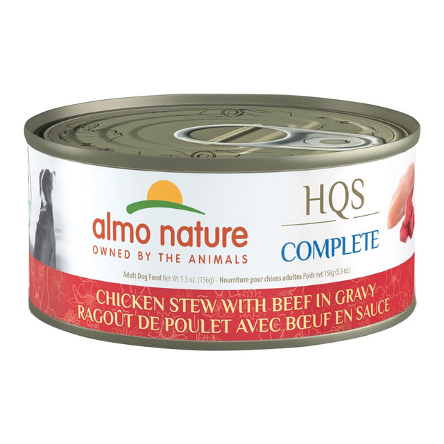 Almo Nature: HQS Complete Dog 12 Pack: Chicken Stew with Beef in Gravy - 5.5 Oz Cans, Adult Dog Canned Wet Food, Daily Meal, Grain Free