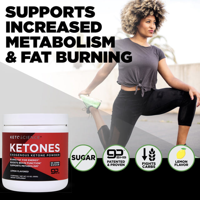 Keto Science Ketone Drink Mix Powder, Lemon, 5.3 Oz, 15 Servings