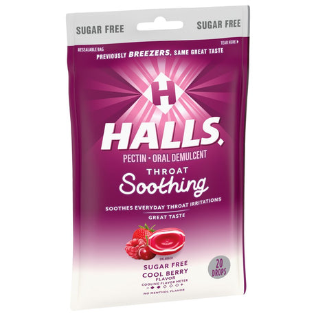 HALLS Breezers Cool Berry Sugar Free Throat Drops, 20 Drops