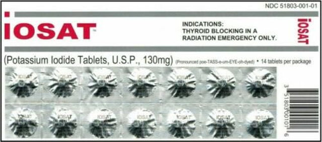 IOSAT KI Potassium Iodide Tablets 130 MG X 14 Tablets Pack / Expiry Year 2032 / FDA Approved - Pack of 1