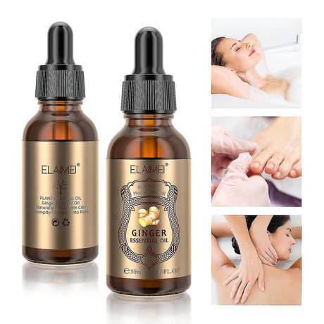 Ginger Plant Essential Oil Promote Metabolism Full Body Slim Belly Drainage Massage Oils
