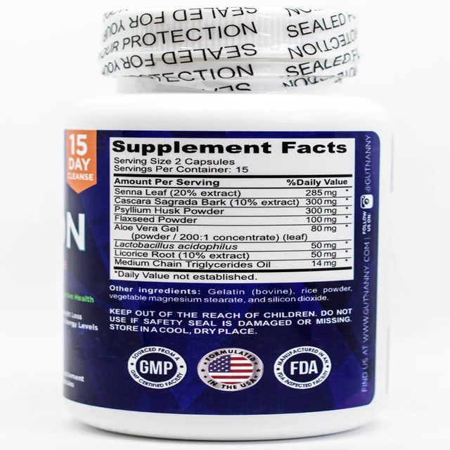 Gut Nanny Colon Cleanser 15 Day Cleanse, Colon Cleanse Detox, 30 Capsules