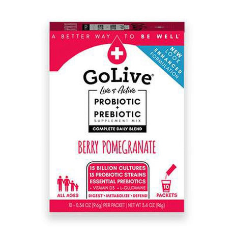 Golive Probiotic Products Probiotic and Prebiotic - Flavored Packets - Berry Pomegranate - 10/.47Oz - 1 Each